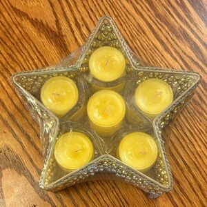 NWT Yankee Candle Beaded Gold Star-Shaped Tealight Candle Holder